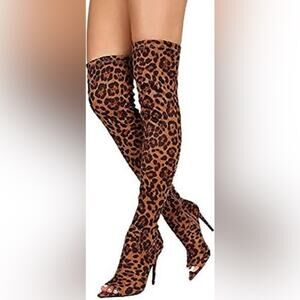 NWOT Anne Michelle Thigh High Peep Toe Stilettos